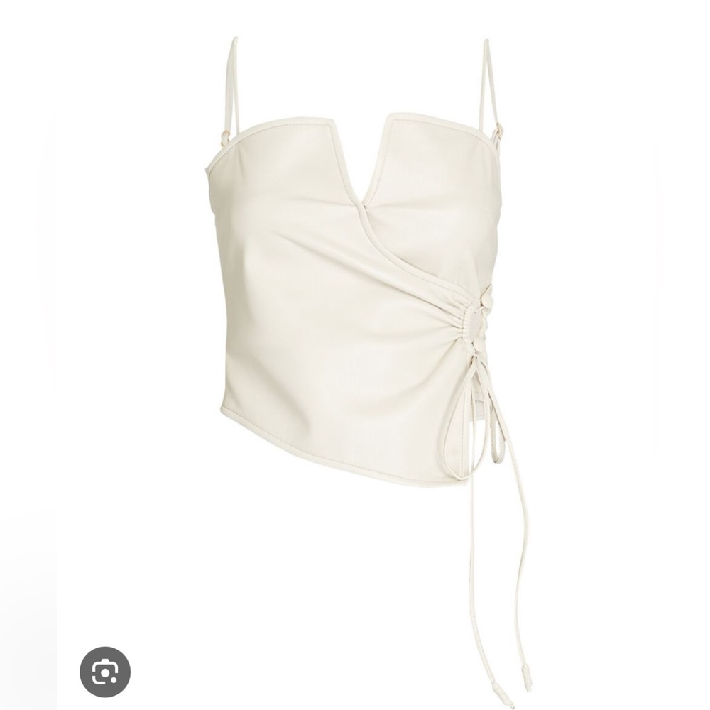 Nanushka Cosmio Vegan Leather Wrap Top in Ivory
